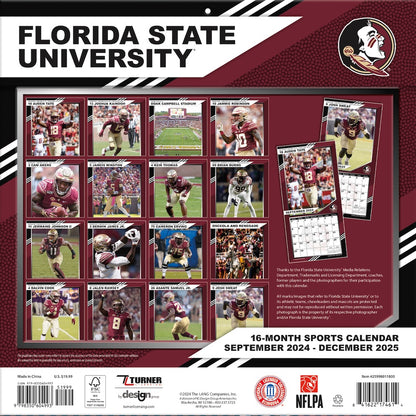 Florida State Seminoles Team Photos Wall Calendar Back