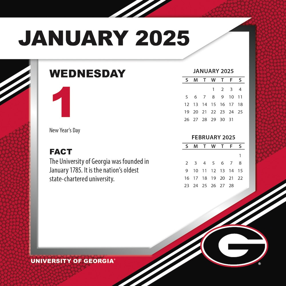 Georgia Bulldogs 2025 Fact-A-Day Box Desk Calendar Jan