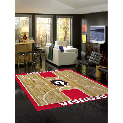 Georgia Bulldogs courtside style area rug lifestyle