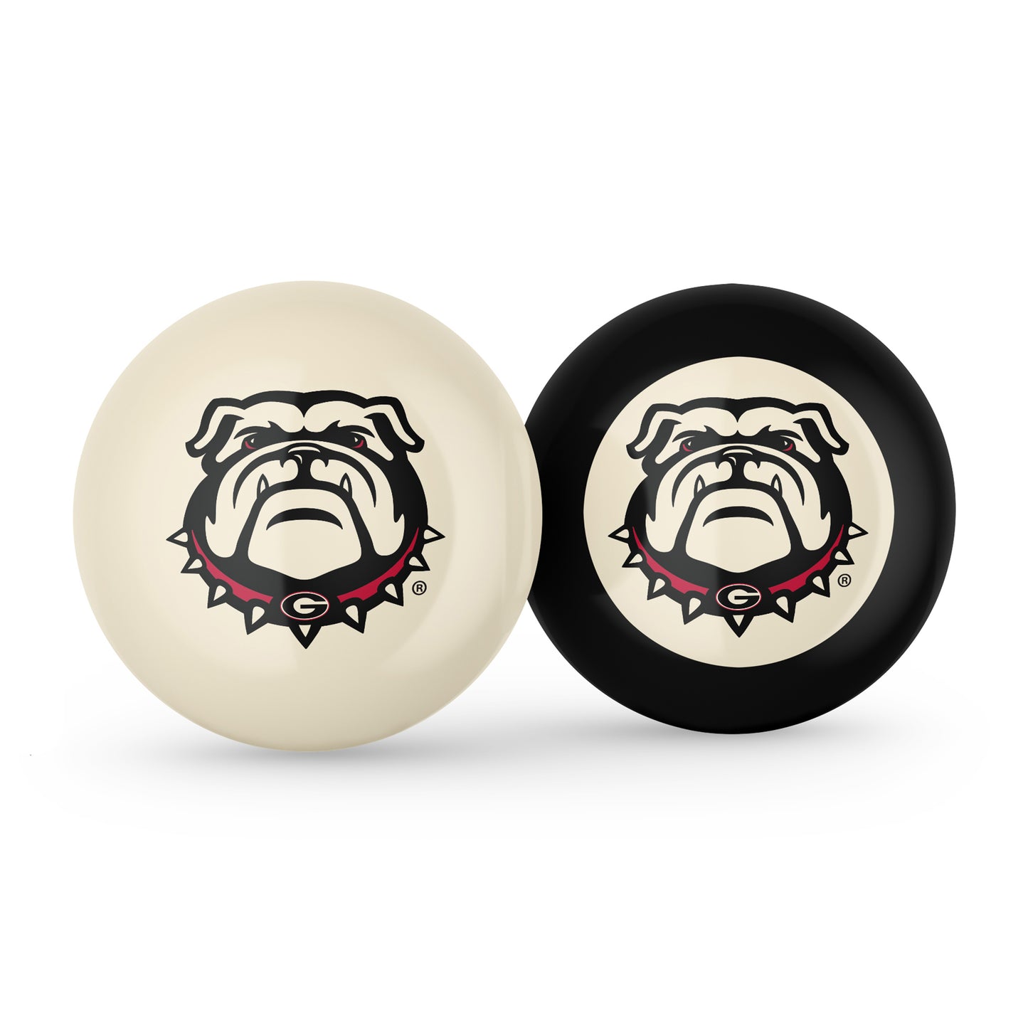 Georgia Bulldogs cue ball and 8 ball