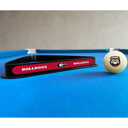 Georgia Bulldogs triangle rack and cue ball set