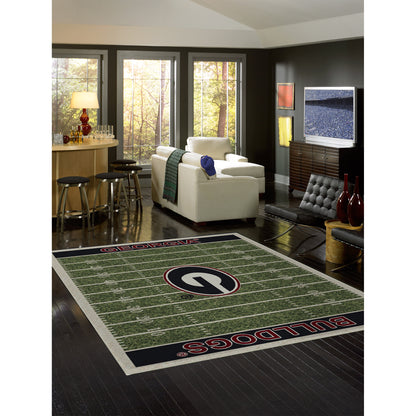 Georgia Bulldogs home field style area rug lifestyle