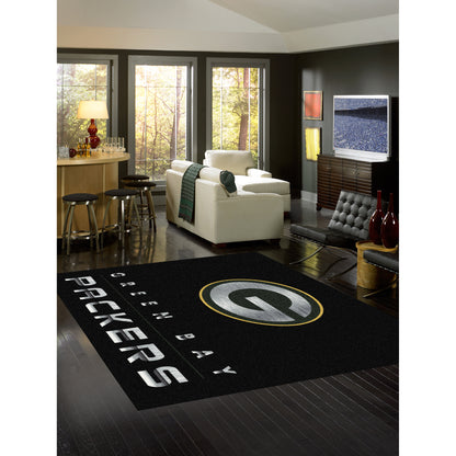 Green Bay Packers chrome style area rug lifestyle