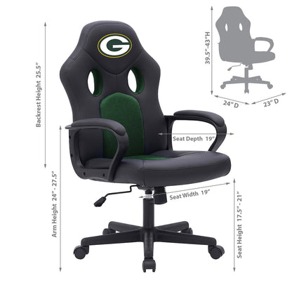 Green Bay Packers Office Gamer Chair Dimensions