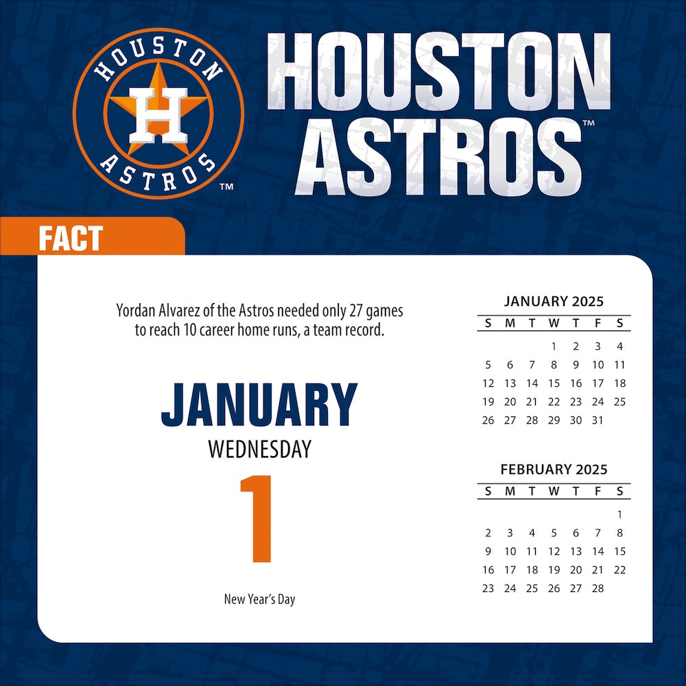 Houston Astros 2025 Fact-A-Day Box Desk Calendar Jan