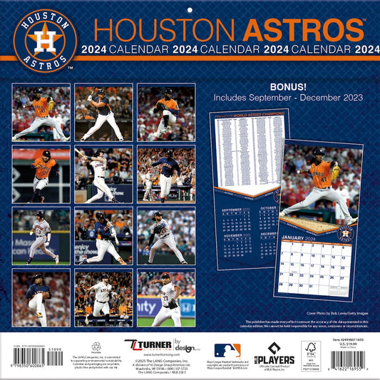 Houston Astros Team Photos Wall Calendar Back