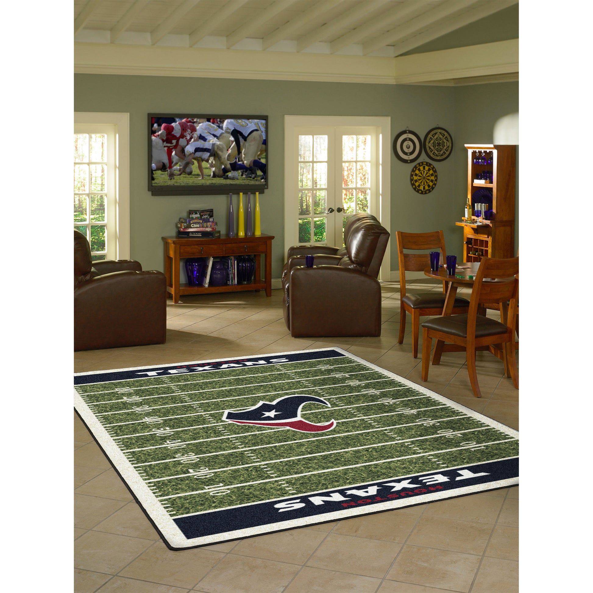 Houston Texans home field style area rug lifestyle