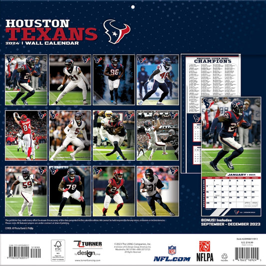 Houston Texans Team Photos Wall Calendar Back