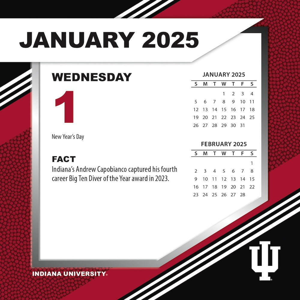 Indiana Hoosiers 2025 Fact-A-Day Box Desk Calendar Jan