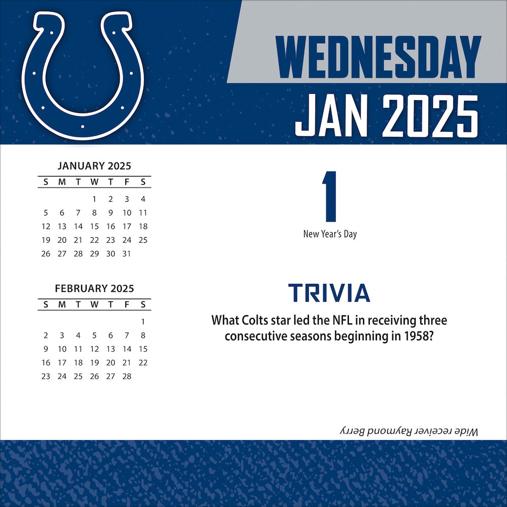 Indianapolis Colts 2025 Fact-A-Day Box Desk Calendar Jan