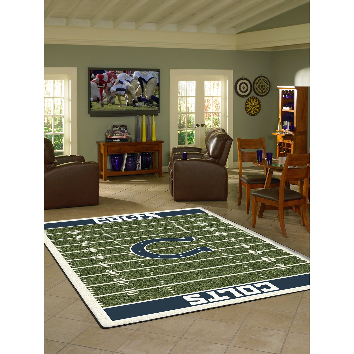 Indianapolis Colts home field style area rug lifestyle