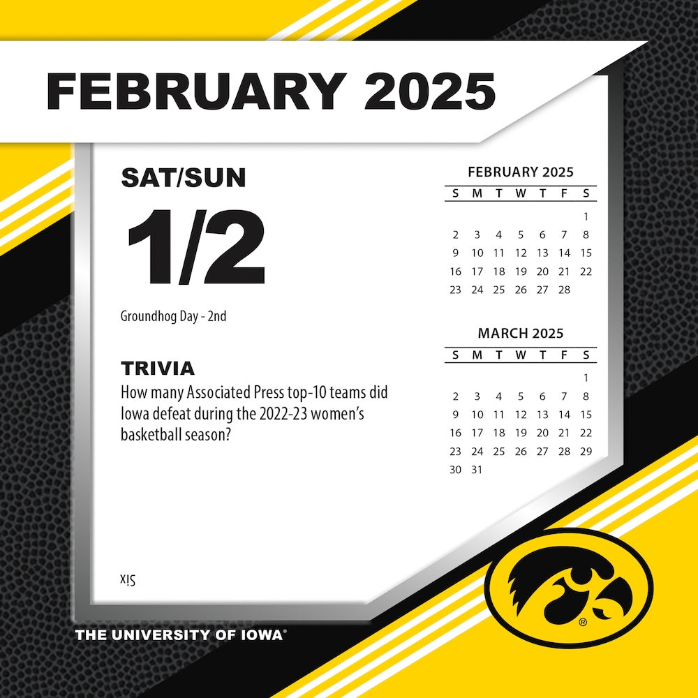 Iowa Hawkeyes 2025 Fact-A-Day Box Desk Calendar Feb