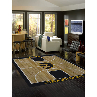 Iowa Hawkeyes courtside style area rug lifestyle