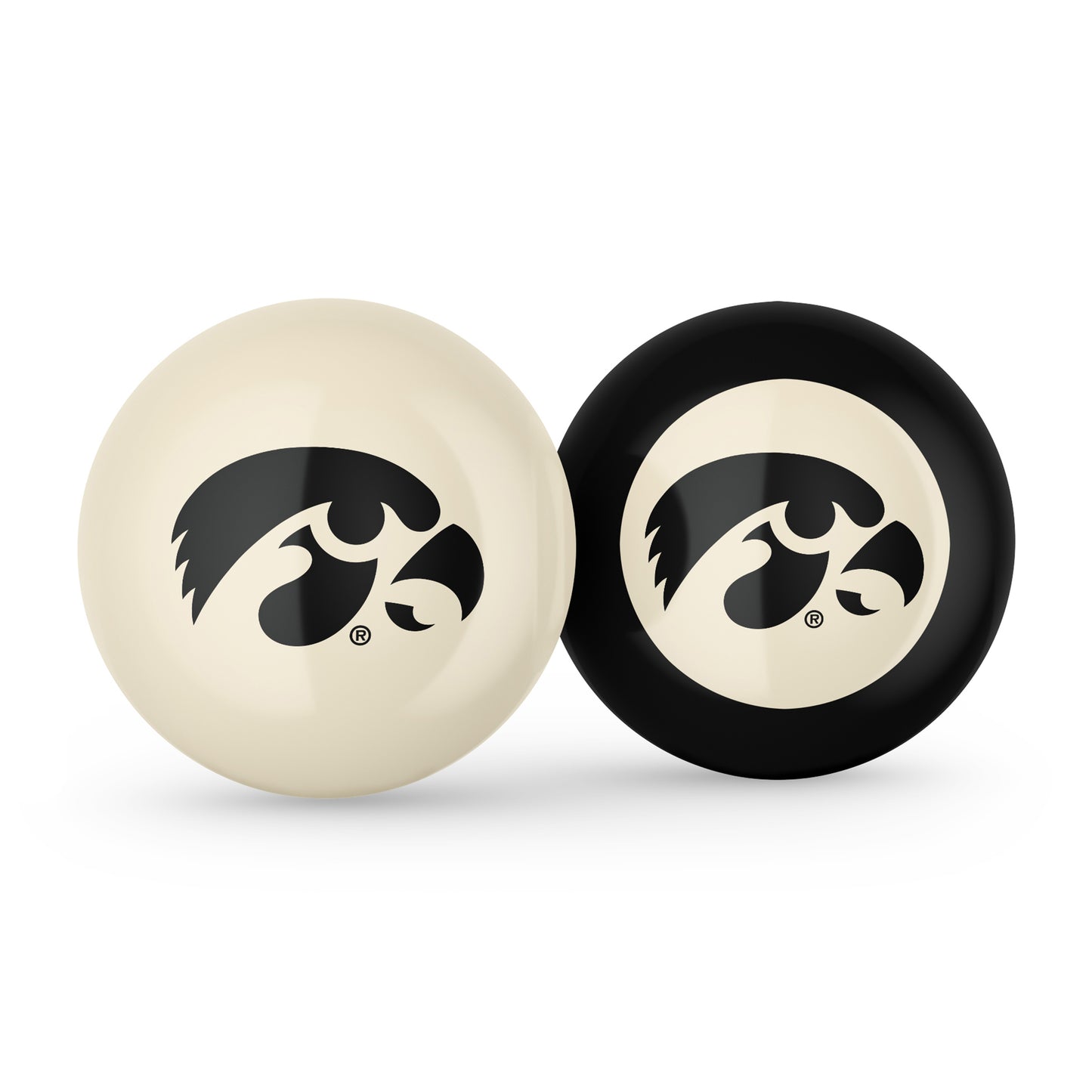 Iowa Hawkeyes cue ball and 8 ball