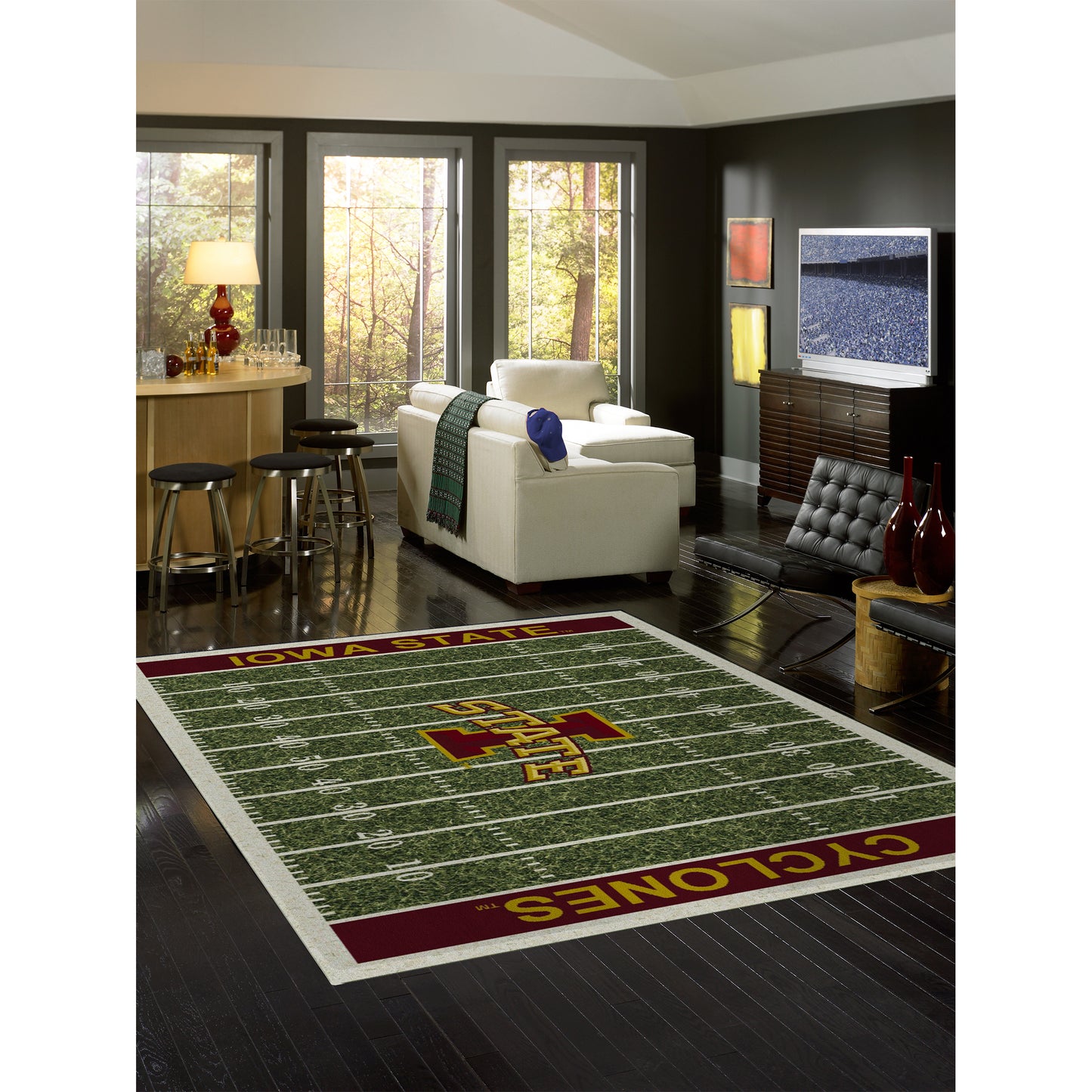 Iowa State Cyclones home field style area rug lifestyle