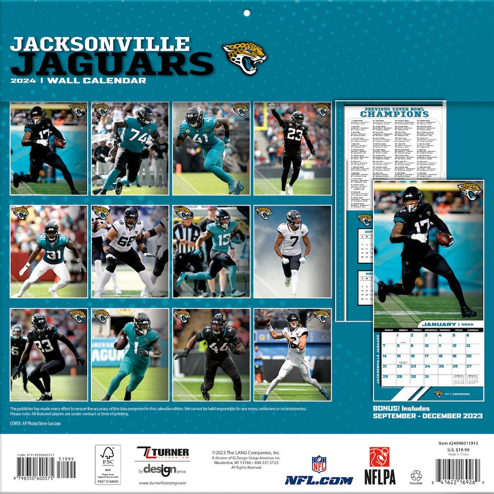 Jacksonville Jaguars Team Photos Wall Calendar Back