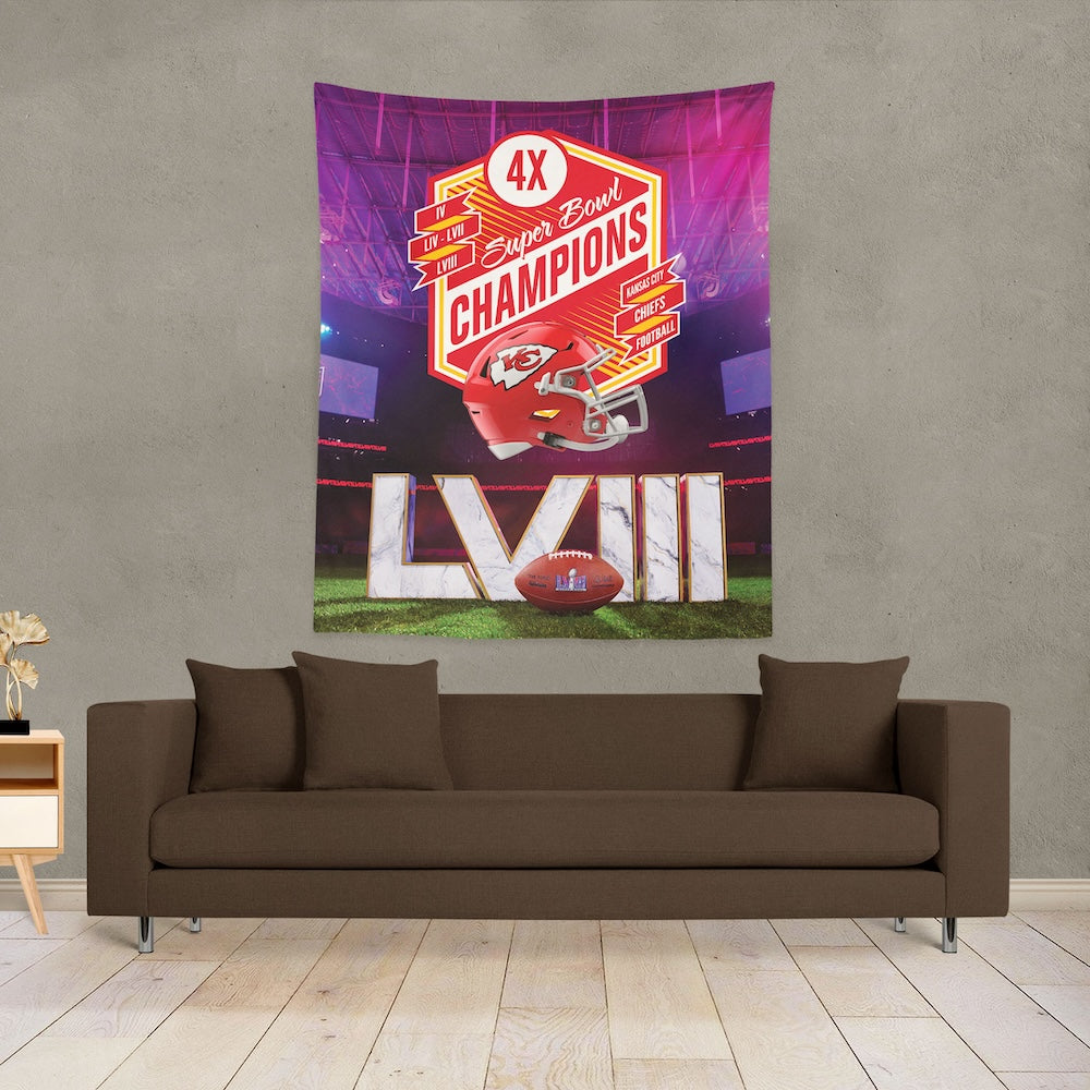 Kansas City Chiefs 4 Time Super Bowl Champs Large Wall Hanging