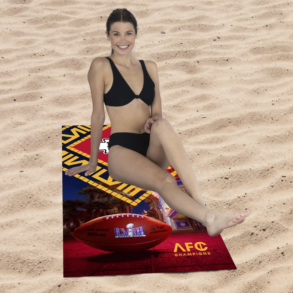 Kansas City Chiefs Super Bowl 58 Participant Beach Towel lifestyle