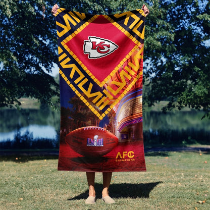 Kansas City Chiefs Super Bowl 58 Participant Beach Towel lifestyle 2