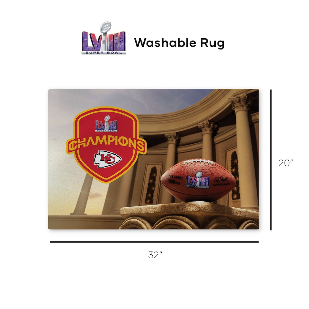 Kansas City Chiefs Super Bowl 58 champs A30 rug dimensions