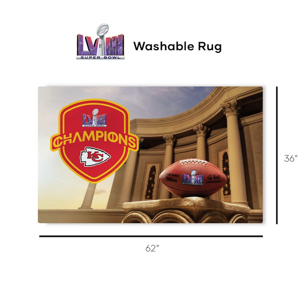 Kansas City Chiefs Super Bowl 58 champs A31 rug dimensions
