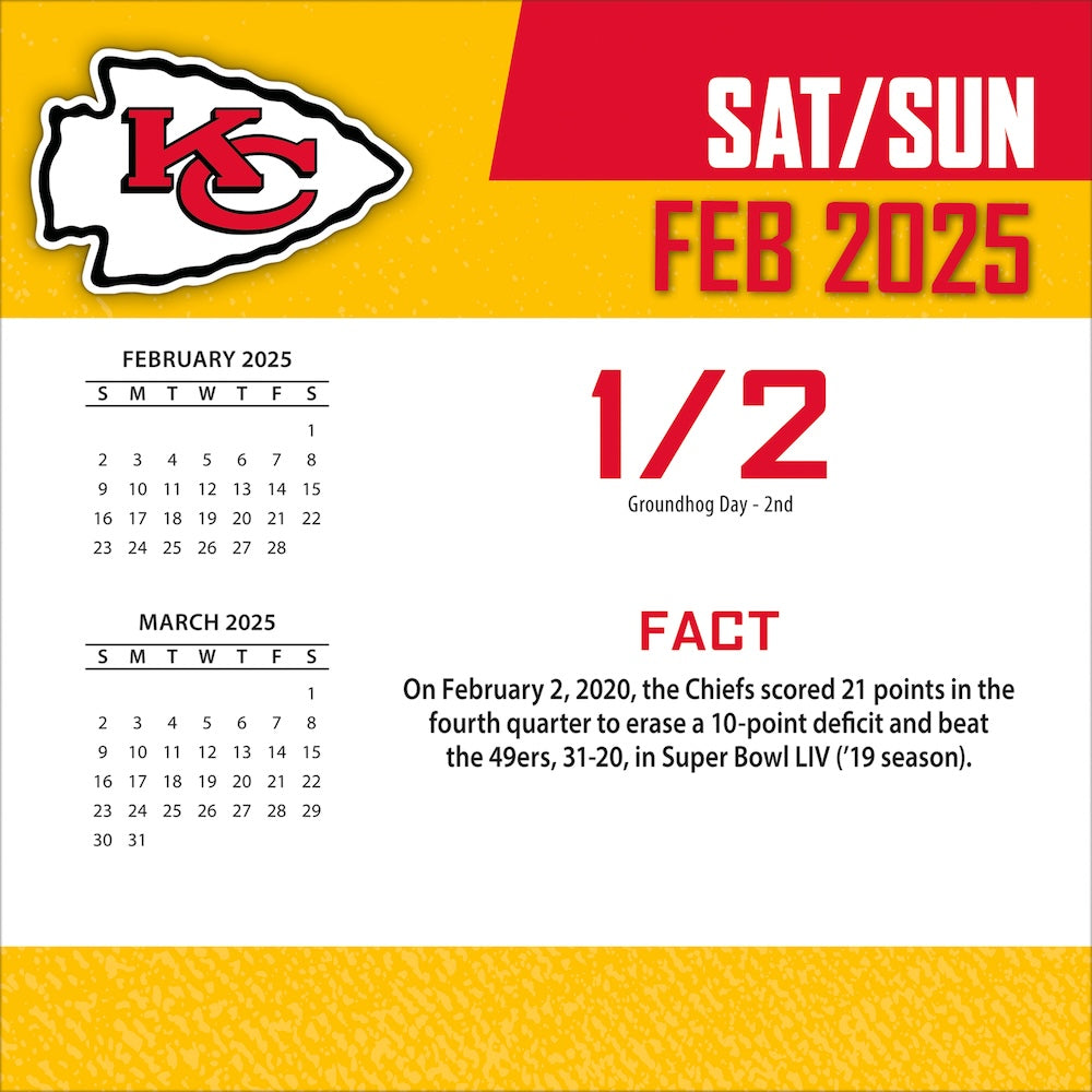 Kansas City Chiefs 2025 Fact-A-Day Box Desk Calendar Feb