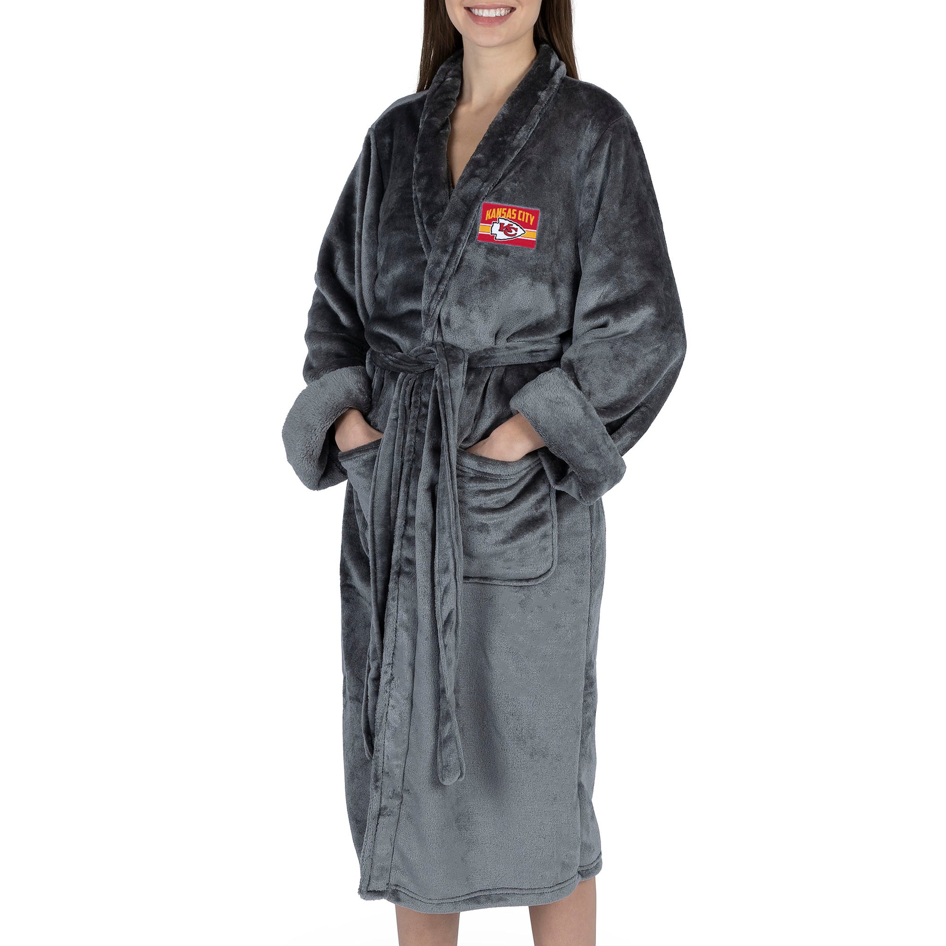 Buy NFL Kansas City Chiefs Charcoal Uni-Sex Silk Touch Bathrobe –  ProFootballStuff