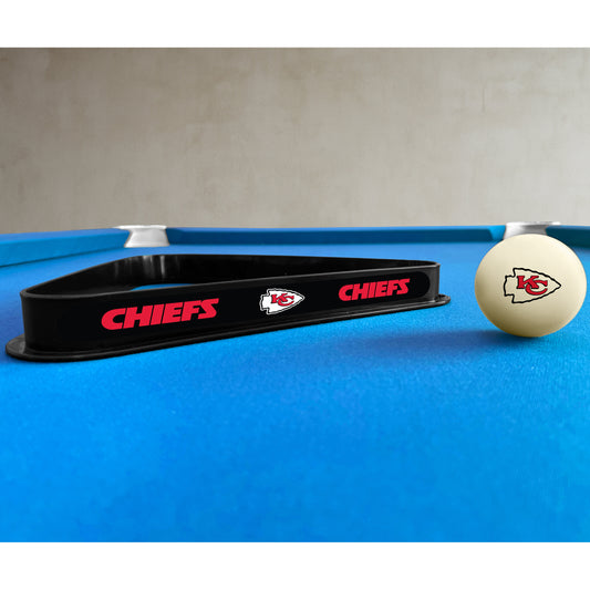 Kansas City Chiefs triangle rack and cue ball set