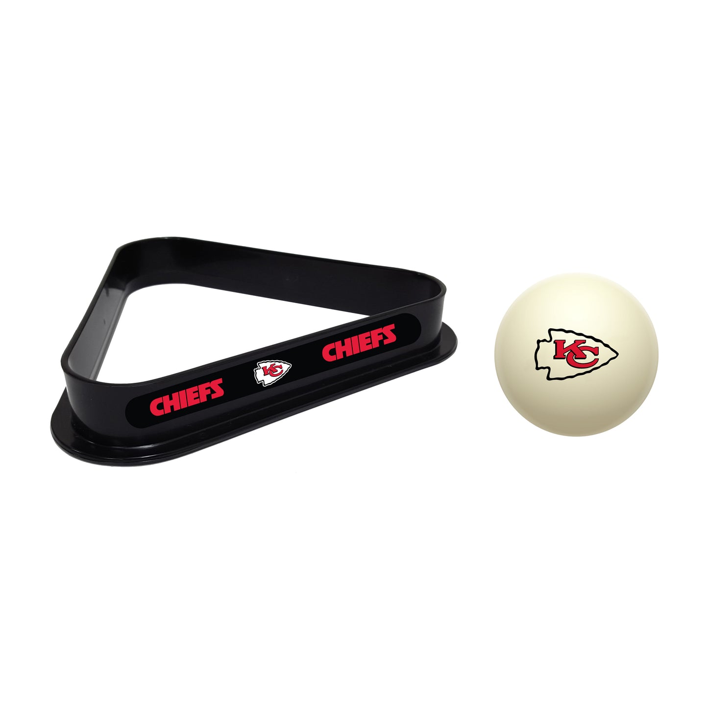 Kansas City Chiefs cue ball and triangle