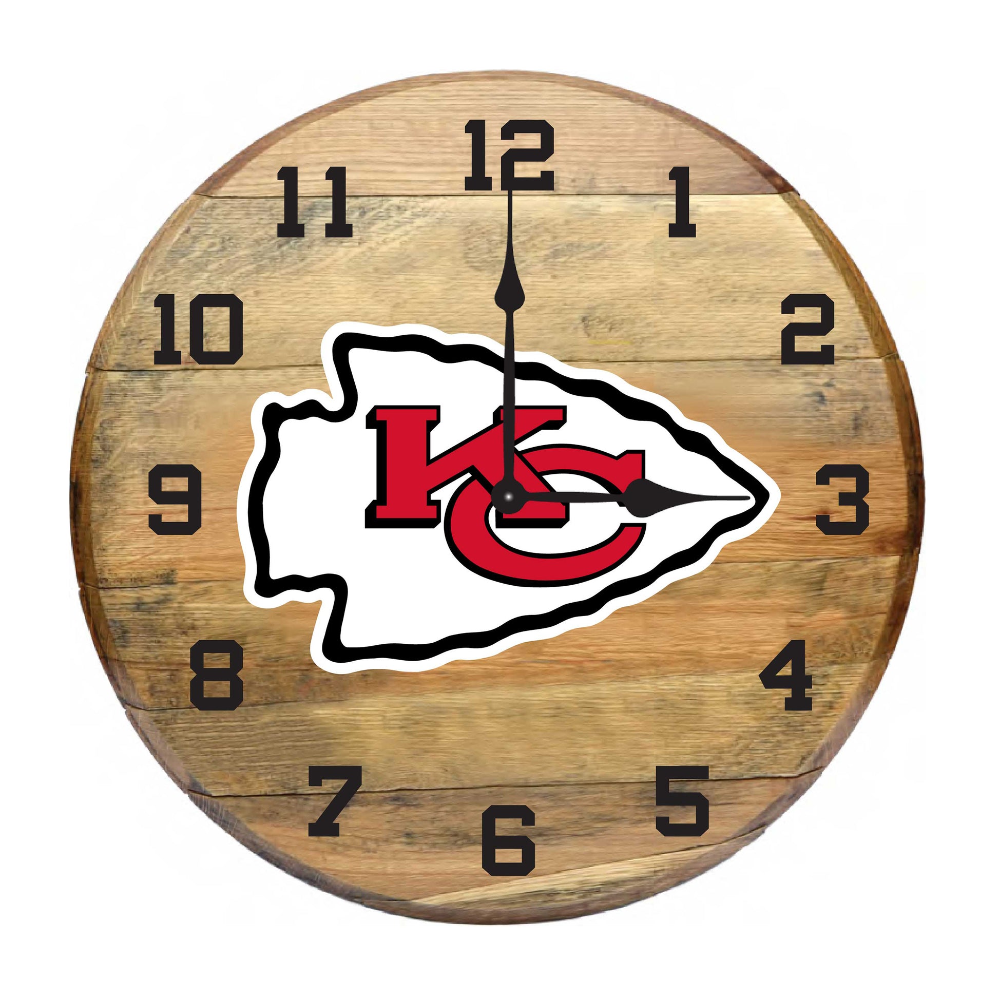 Kansas City Chiefs whiskey barrel wall clock