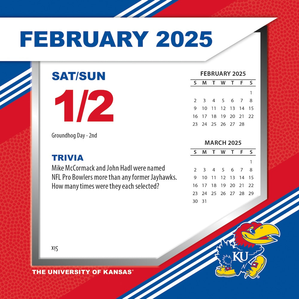 Kansas Jayhawks 2025 Fact-A-Day Box Desk Calendar Feb