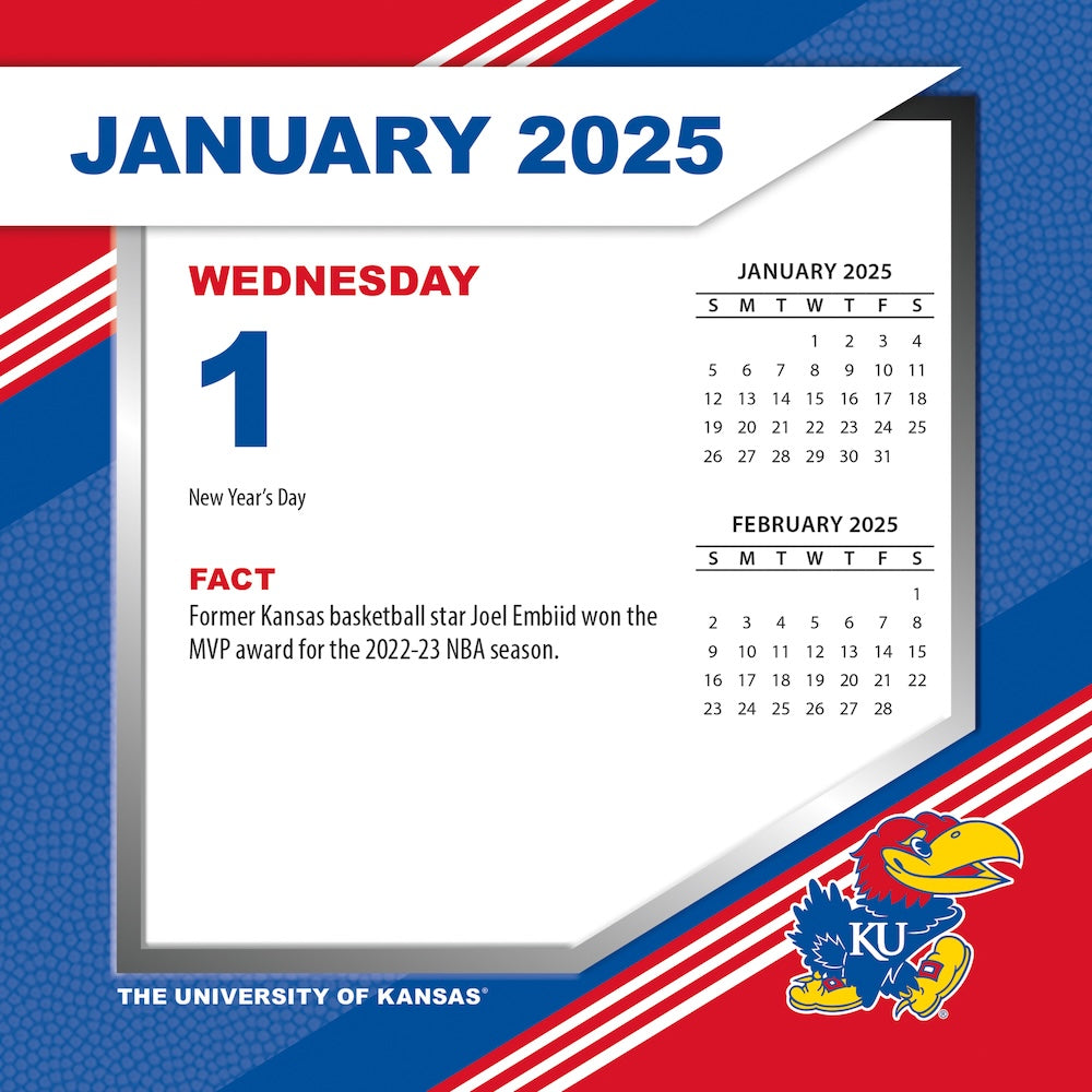 Kansas Jayhawks 2025 Fact-A-Day Box Desk Calendar Jan