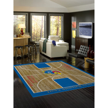 Kansas Jayhawks courtside style area rug lifestyle