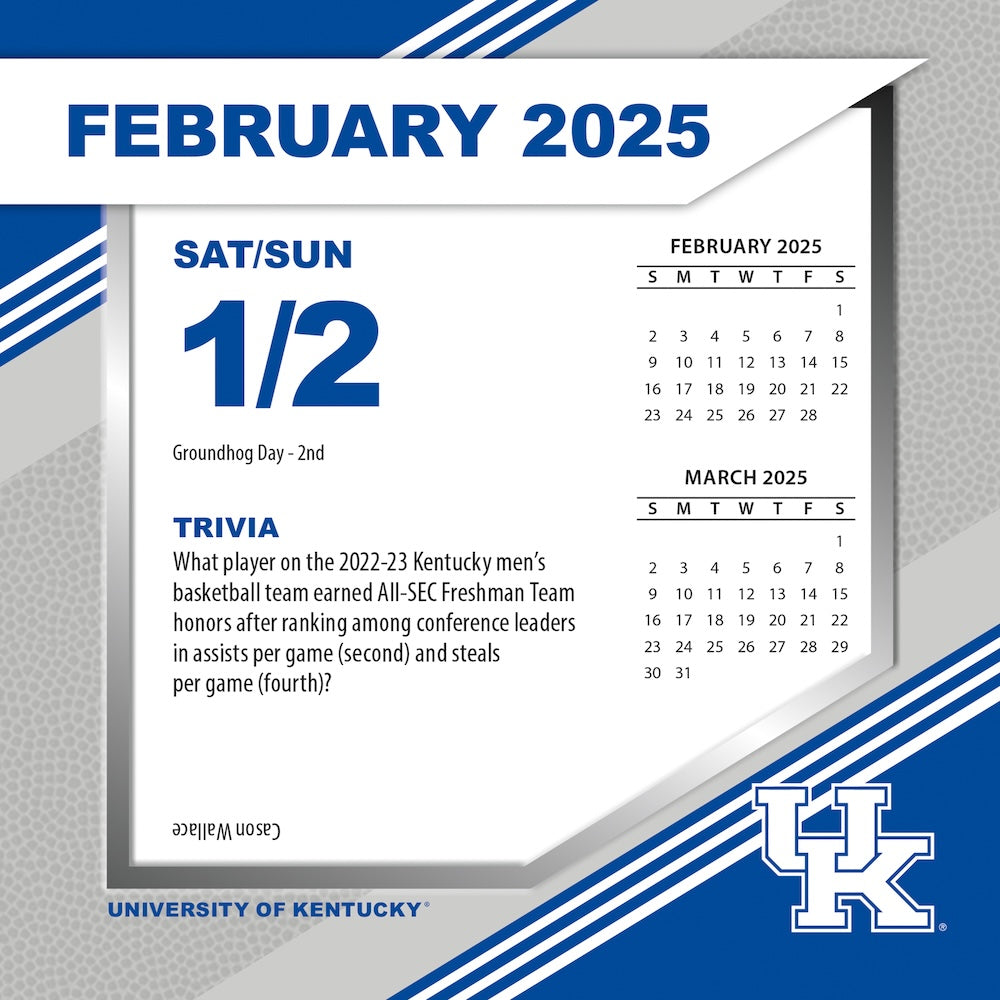 Kentucky Wildcats 2025 Fact-A-Day Box Desk Calendar Feb