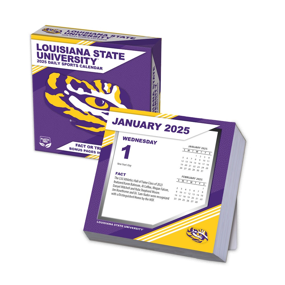 LSU Tigers 2025 Fact-A-Day Box Desk Calendar