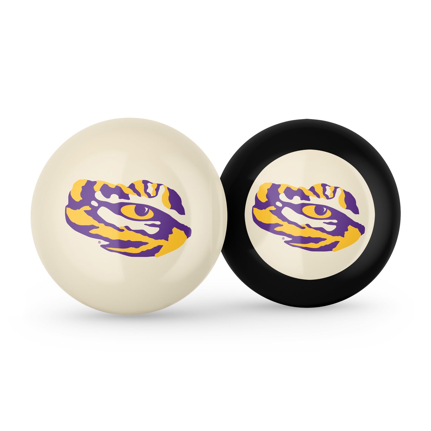 LSU Tigers cue ball and 8 ball