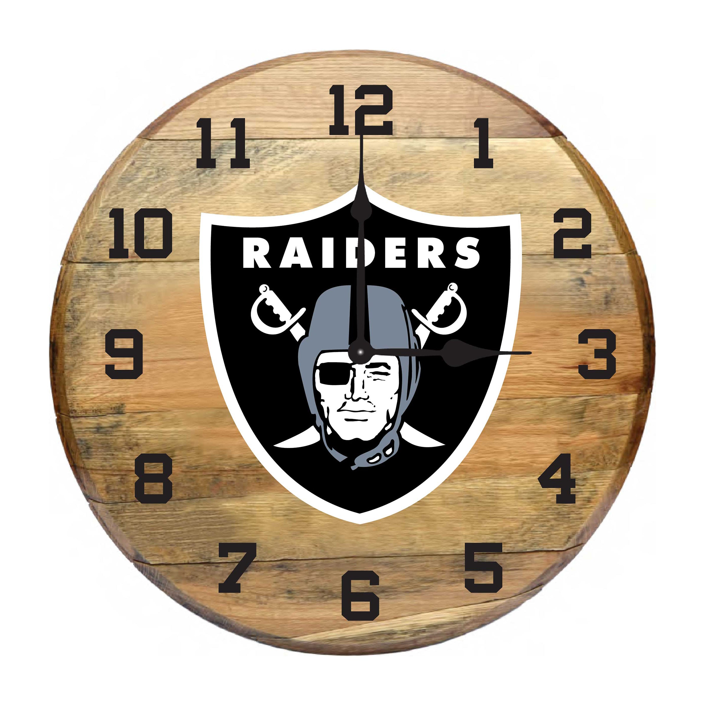 Buy NFL Las Vegas Raiders Wooden Oak Barrel Top Wall Clock ...