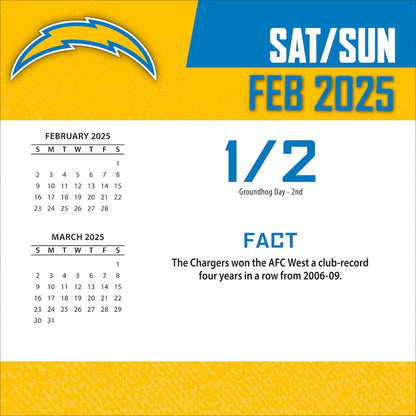 Los Angeles Chargers 2025 Fact-A-Day Box Desk Calendar Feb