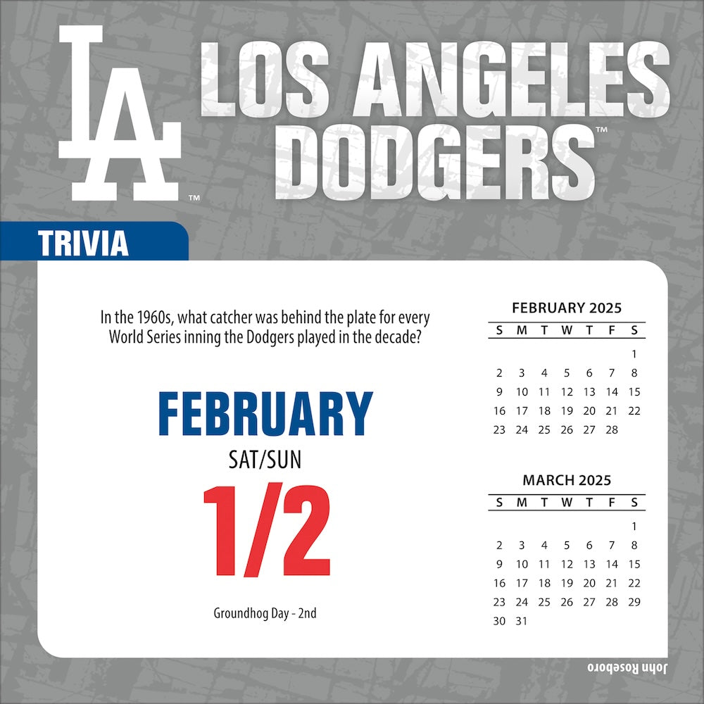 Los Angeles Dodgers 2025 Fact-A-Day Box Desk Calendar Feb