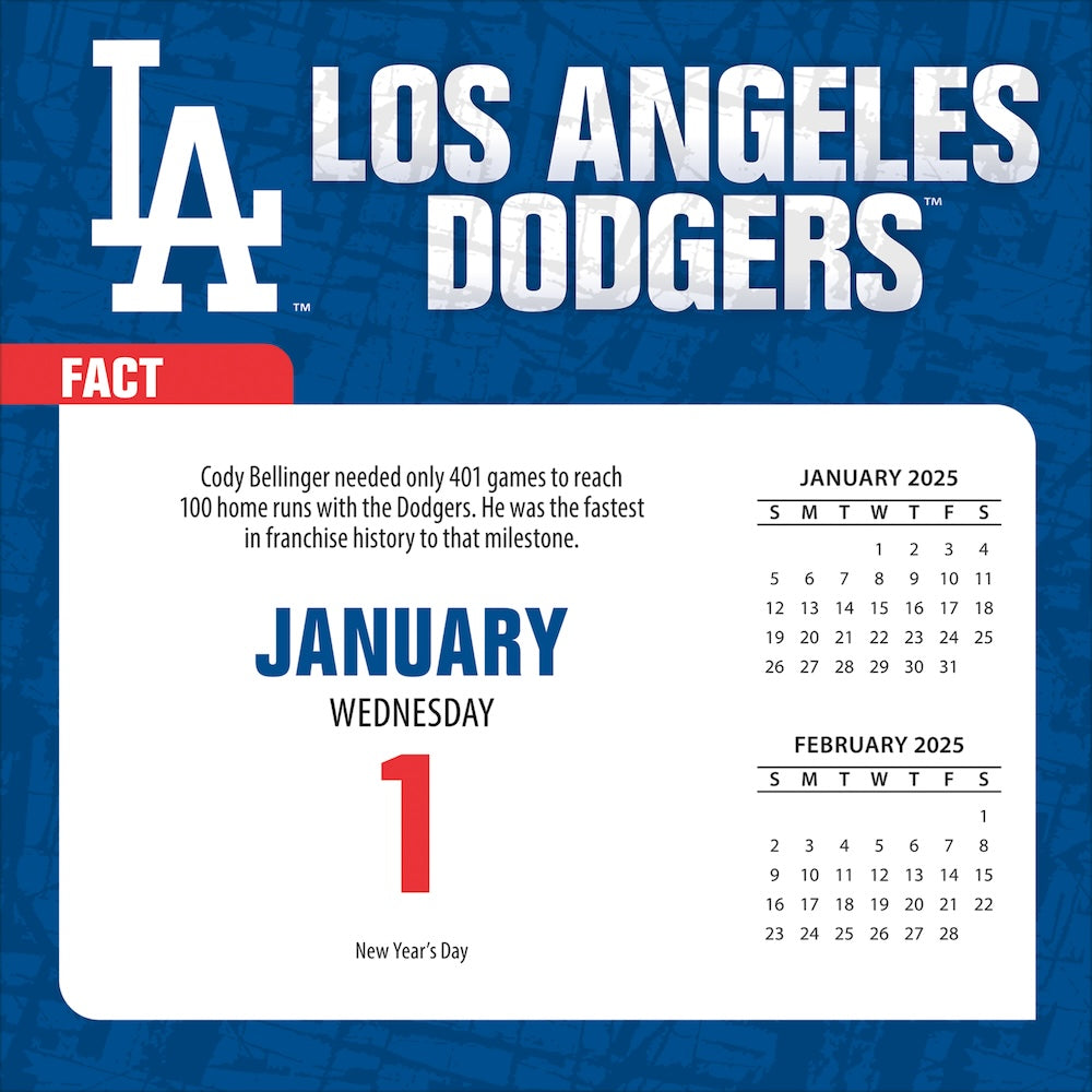 Los Angeles Dodgers 2025 Fact-A-Day Box Desk Calendar Jan