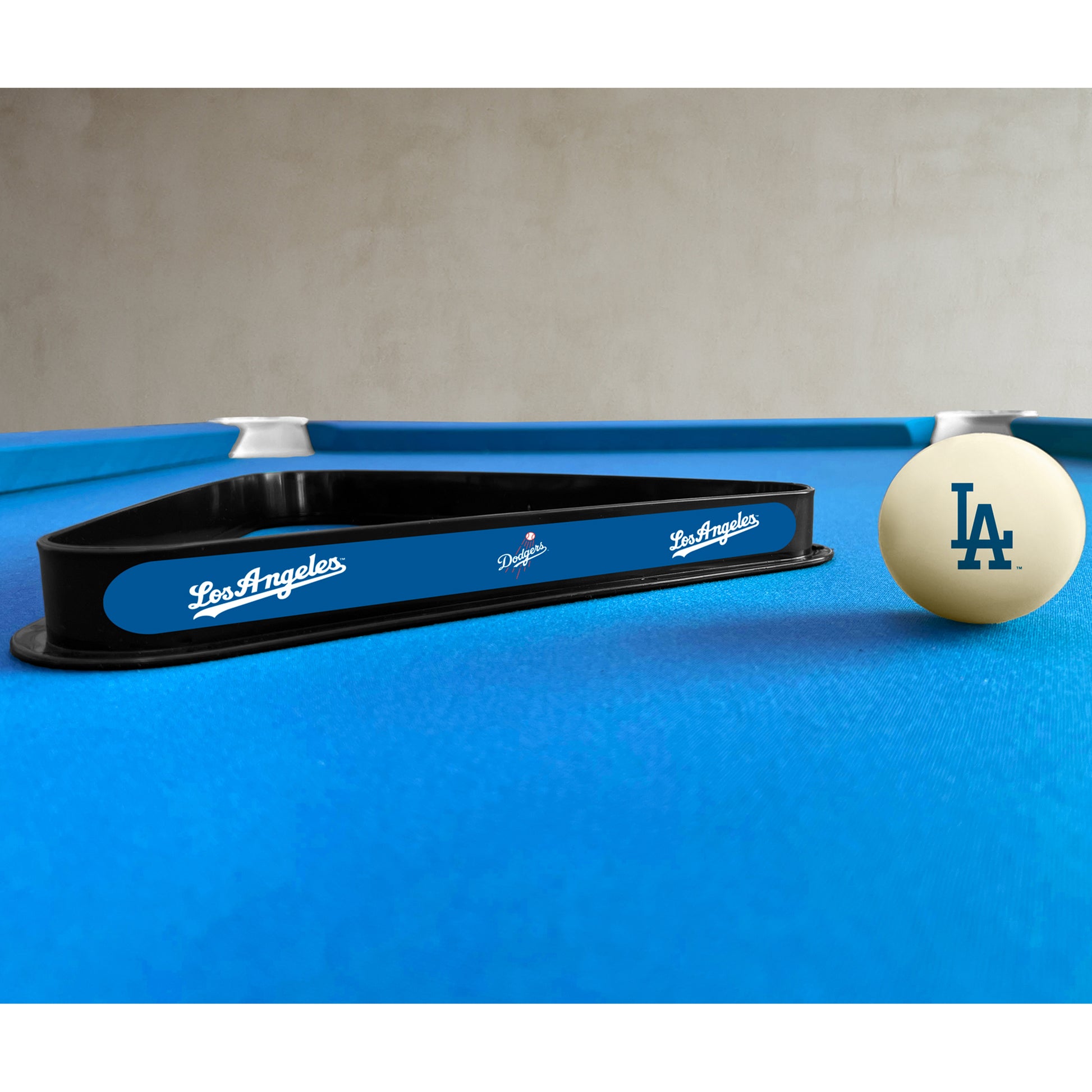 Los Angeles Dodgers triangle rack and cue ball set