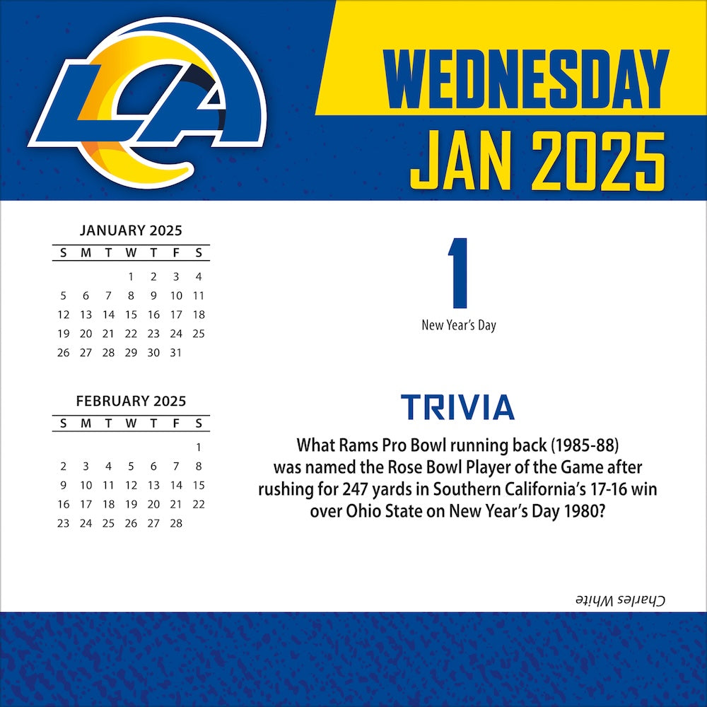 Los Angeles Rams 2025 Fact-A-Day Box Desk Calendar Jan