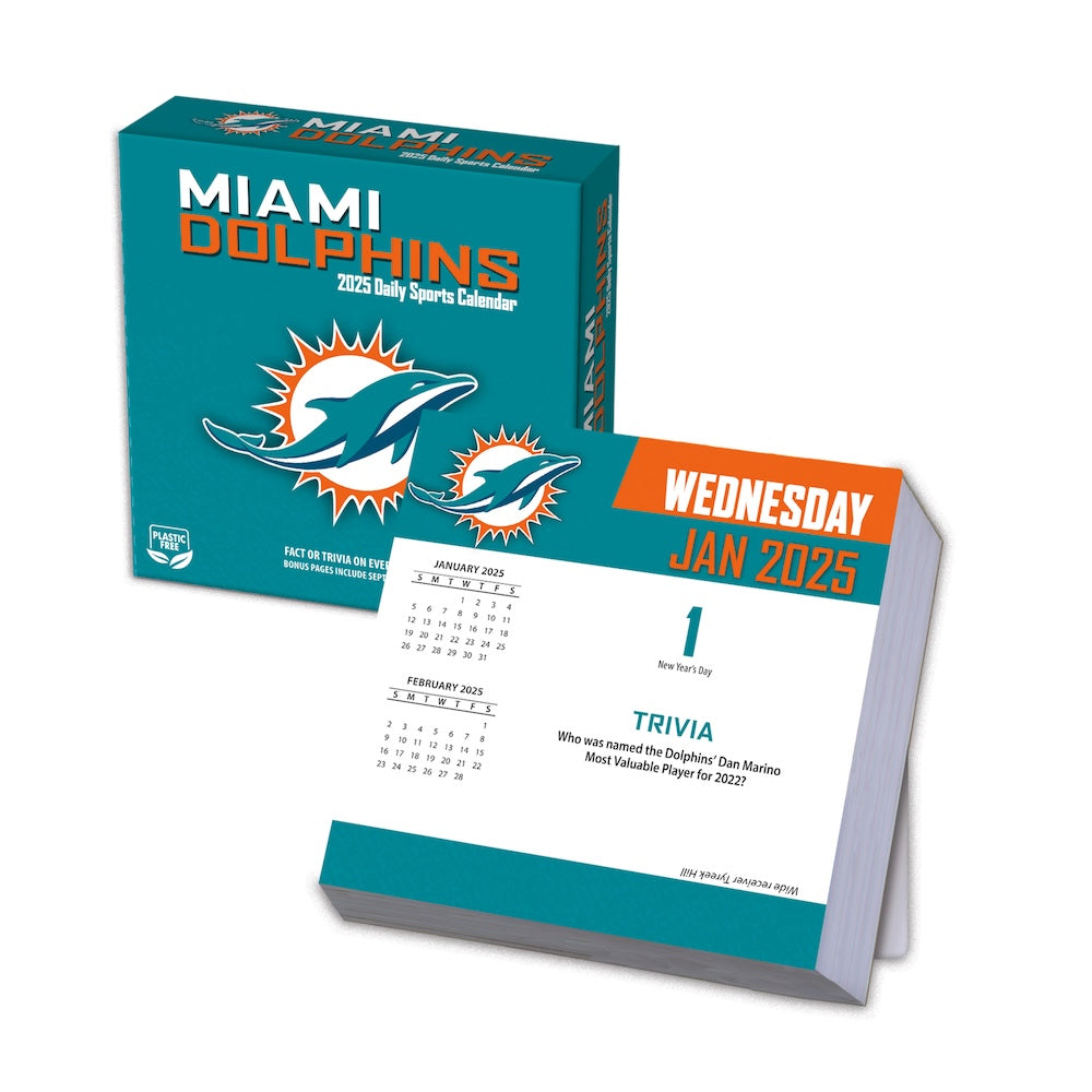 Miami Dolphins 2025 Fact-A-Day Box Desk Calendar