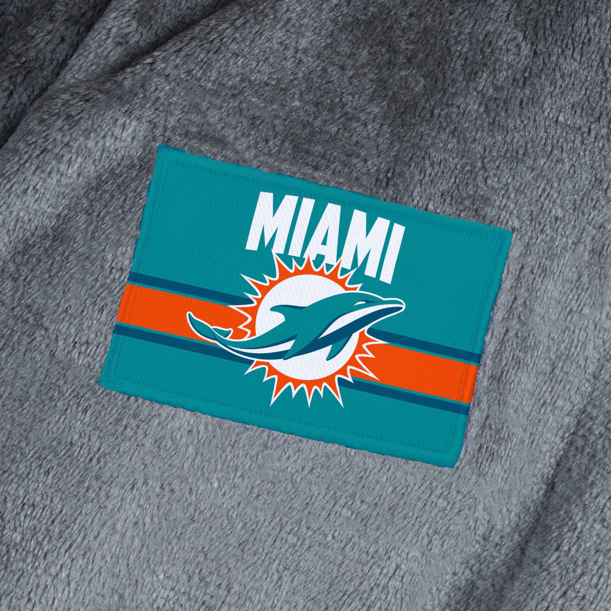 Miami Dolphins silk touch charcoal bathrobe logo patch