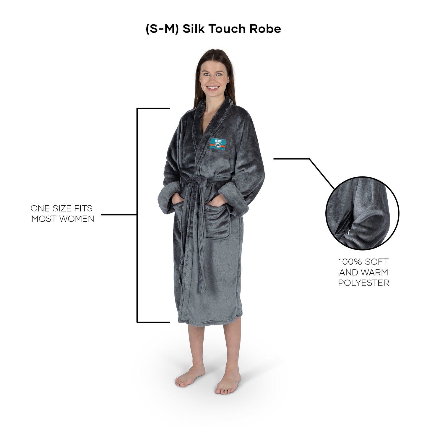 Miami Dolphins silk touch charcoal women bathrobe