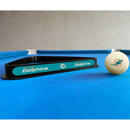 Miami Dolphins triangle rack and cue ball set