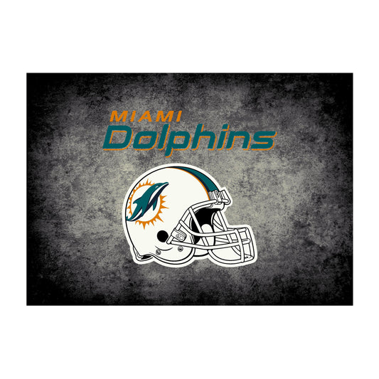 Miami Dolphins distressed style area rug