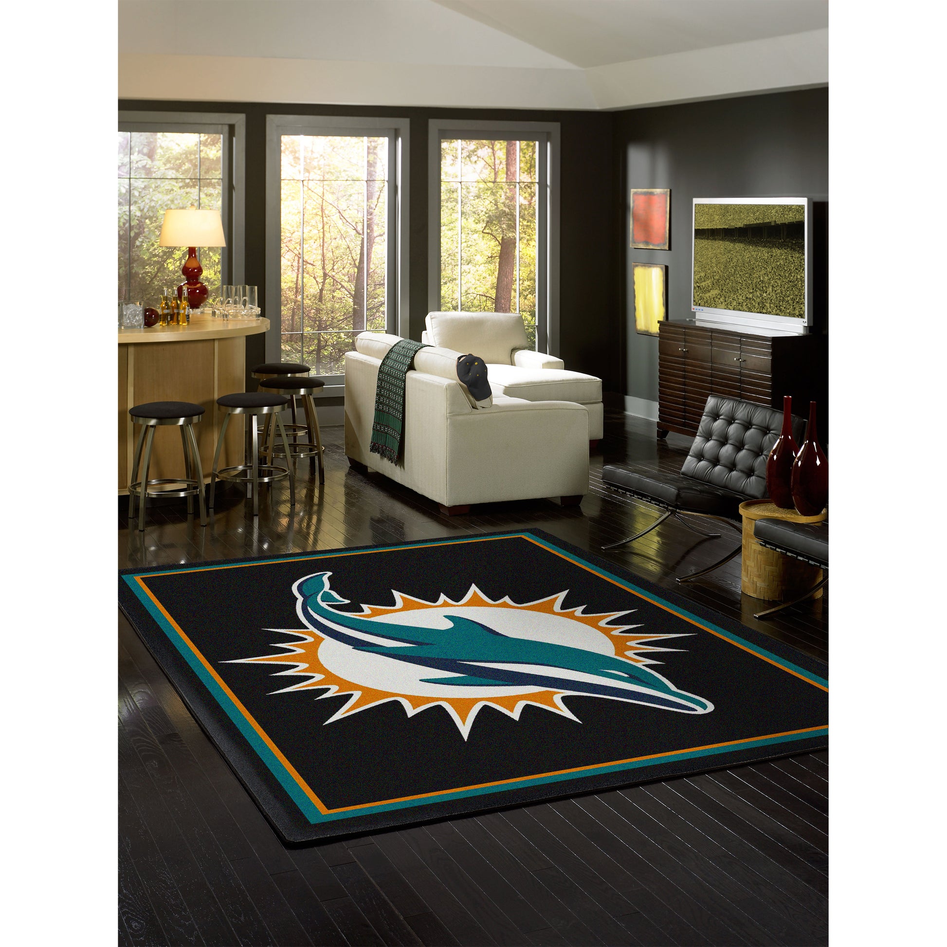 Miami Dolphin Rug Buy NFL Miami Dolphins Team Logo Area Rug SPIRIT DESIGN – ProFootballStuff