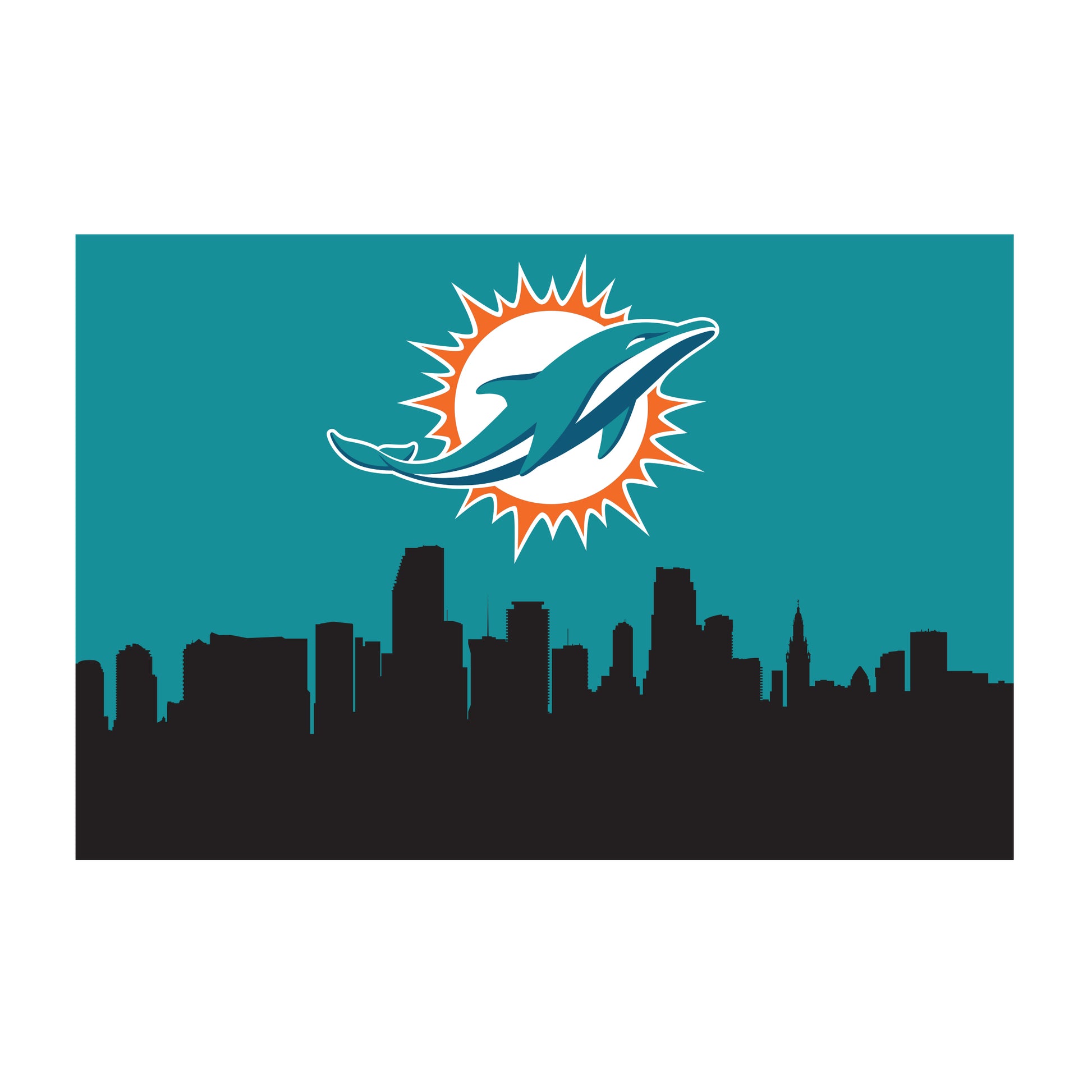 Miami Dolphins washable cityscape rug
