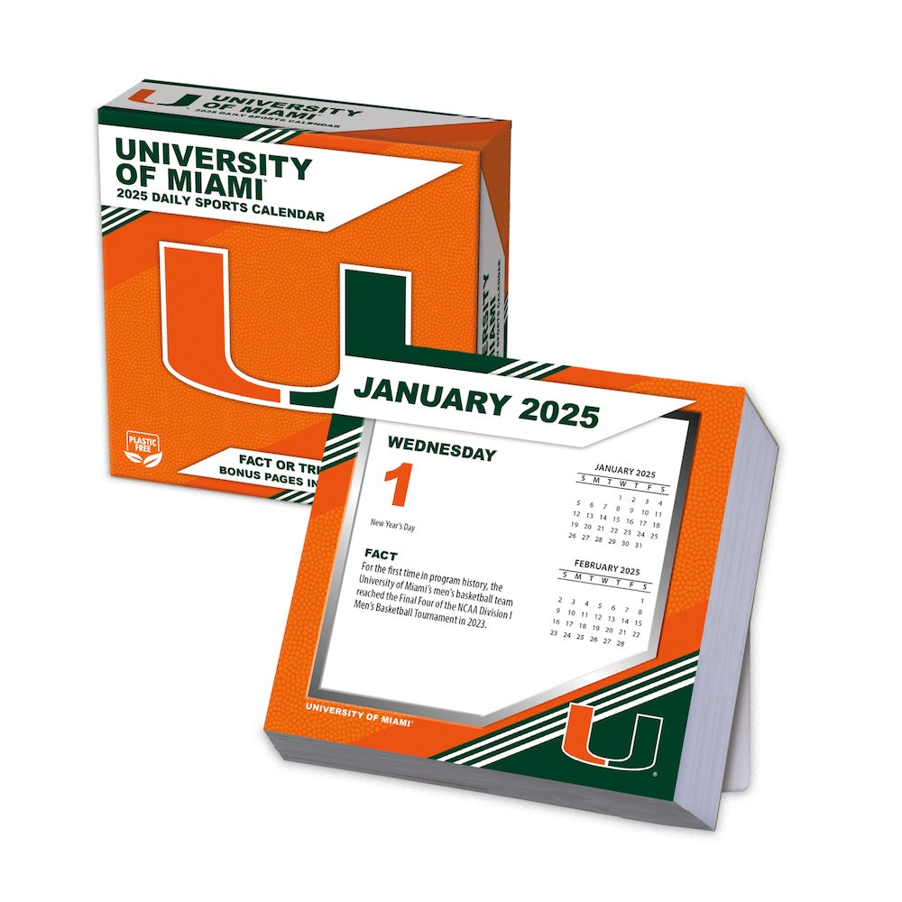 Miami Hurricanes 2025 Fact-A-Day Box Desk Calendar